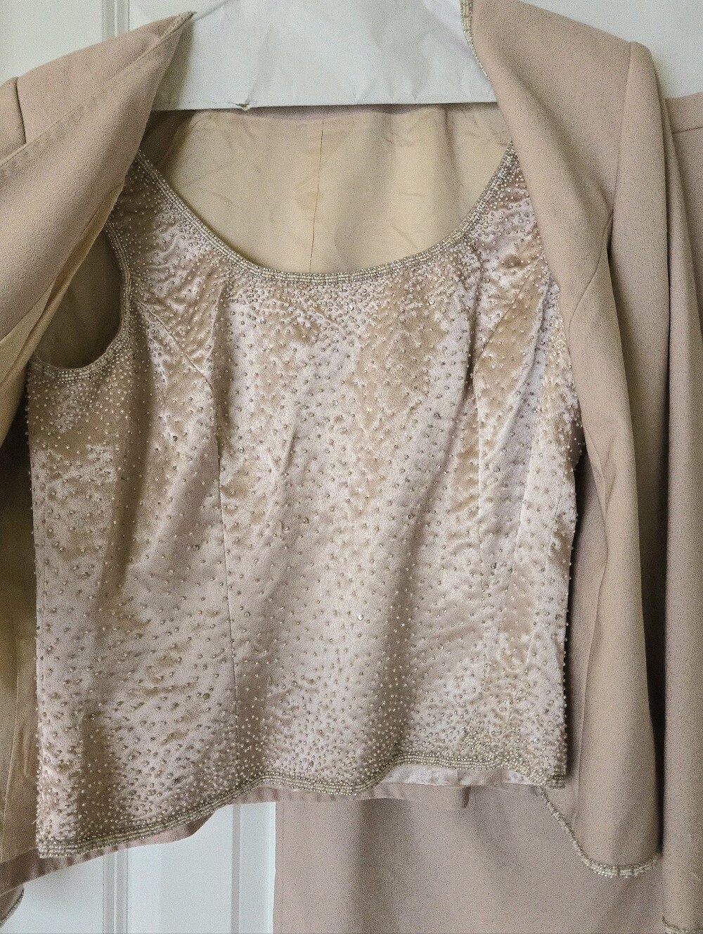 Vintage Caterina Couture By Jordan MOB 3 Piece Beaded Champagne Long Dress 10 - Picture 6 of 7